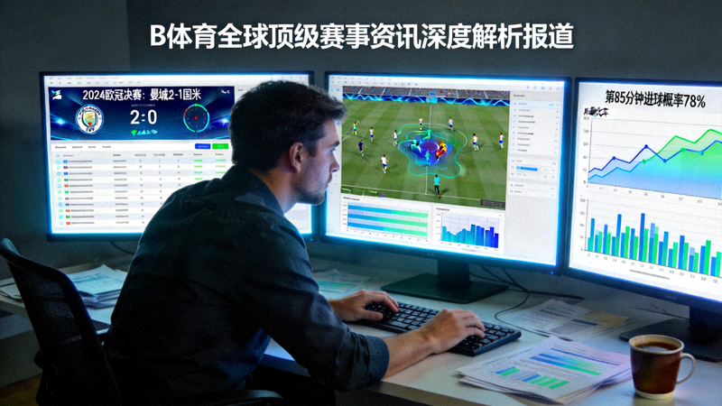 B体育平台全球顶级赛事资讯深度解析报道配图 - 数据分析师查看多屏幕赛事数据