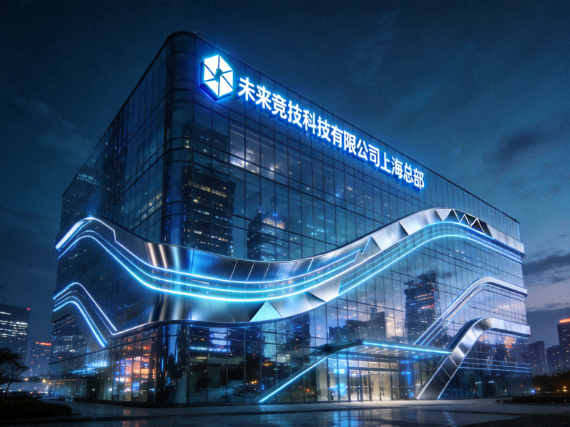 未来竞技科技有限公司上海总部大楼外观 - 现代玻璃幕墙建筑与科技感设计