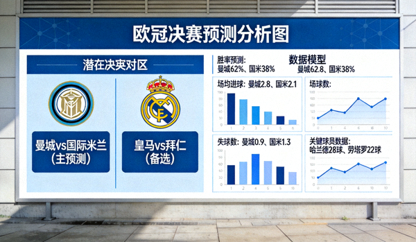 欧冠决赛预测分析图 - 展示潜在决赛对阵与数据模型